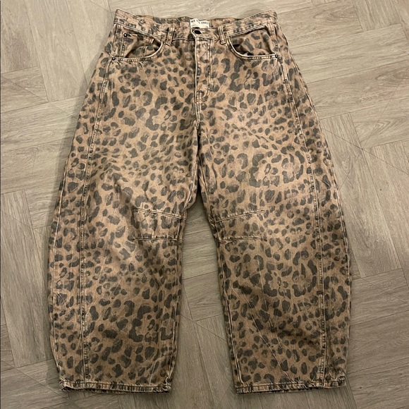 We The Free Denim - We The Free Good Luck Barrel Leopard Print Jeans